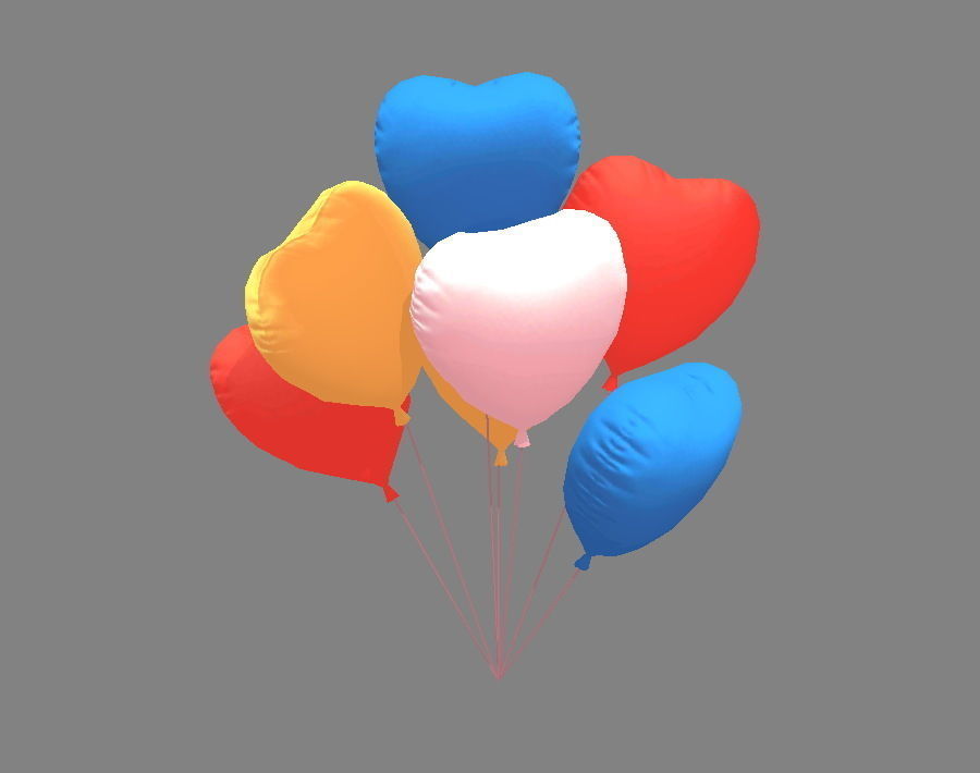 Colorful balloons Low-poly 3D model_2