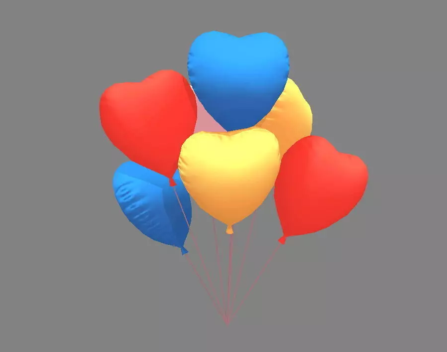 Colorful balloons Low-poly 3D model_0