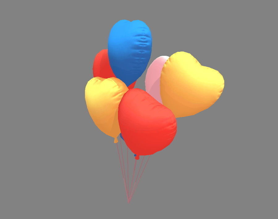 Colorful balloons Low-poly 3D model_1