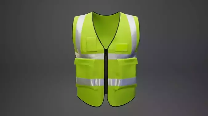 Worker Safety Vest Green Low-poly 3D model