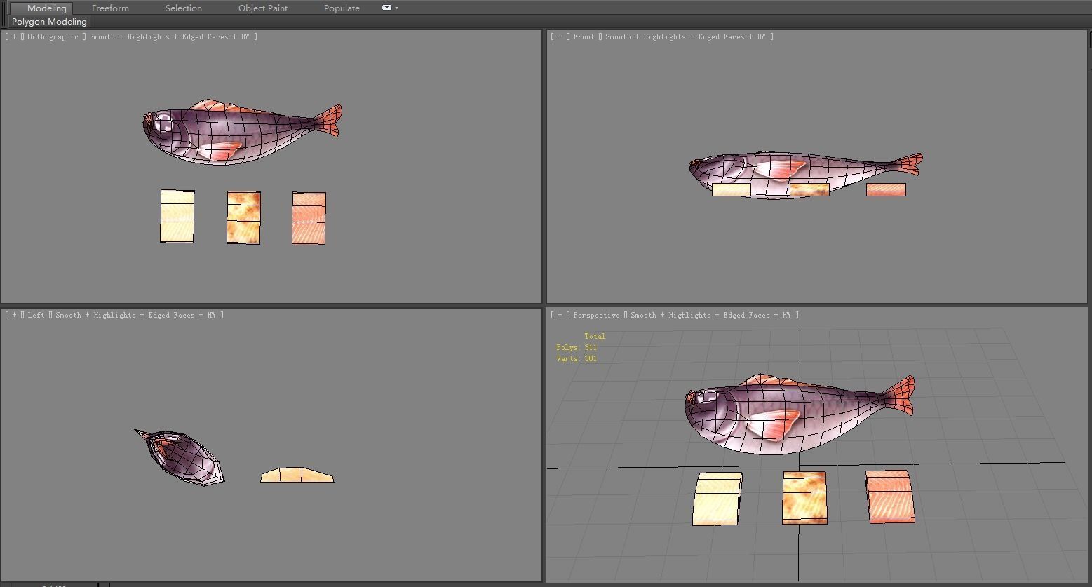 Cartoon fish Low-poly 3D model_4