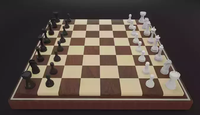 Lowpoly Chess Board 3D Model
