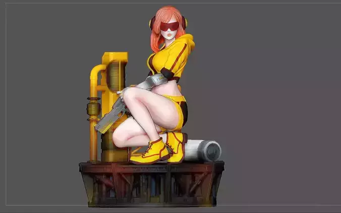 CYBERPUNK GIRL STATUE FUTURE SF MODIFIED MODEL 3D PRINT