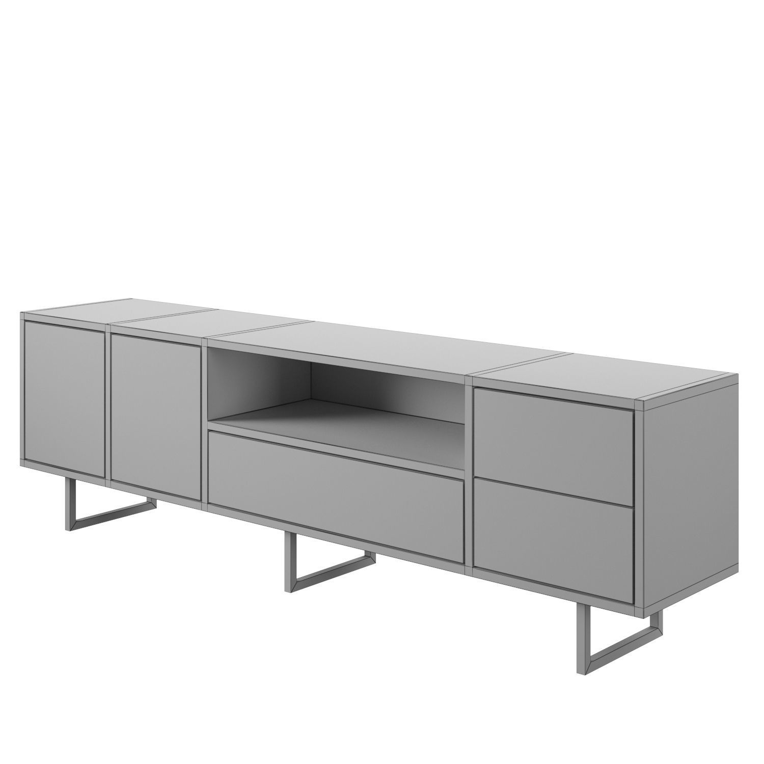 console tv stand with drawers and legs 3D model_3