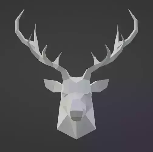 Low poly Deer Head Free low-poly 3D model