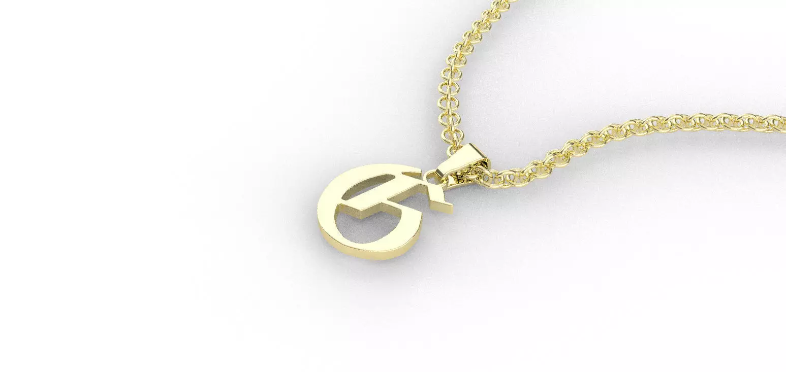 Gothic G letter pendant 3D print model