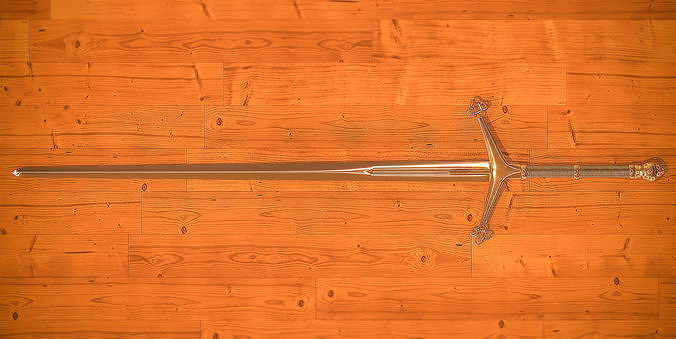 sword 3D model in middle of field at night 3D model