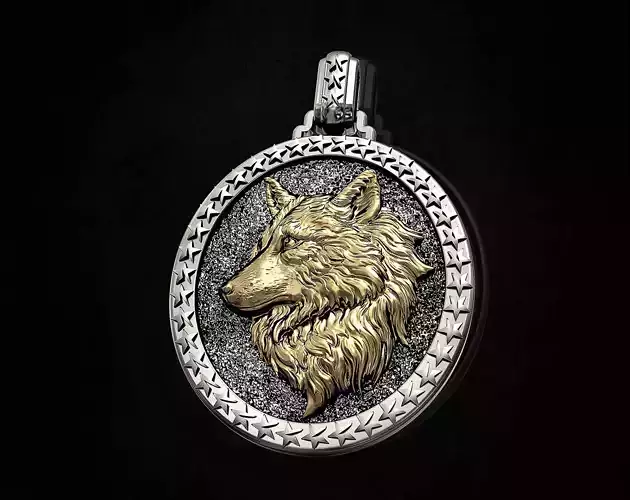 Wolf pendant - wolf profile