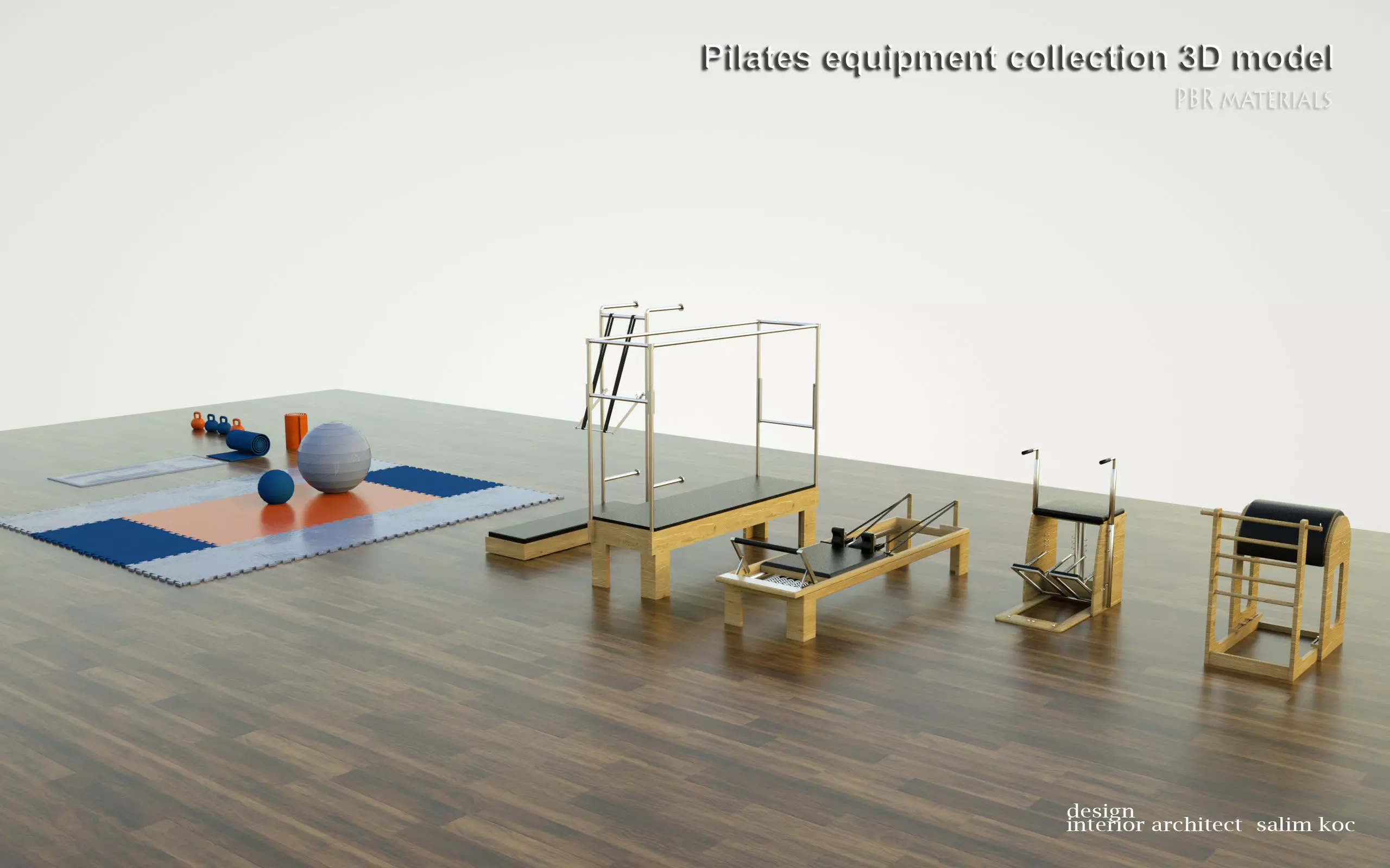 Pilates equipment collection 3D model 3D model