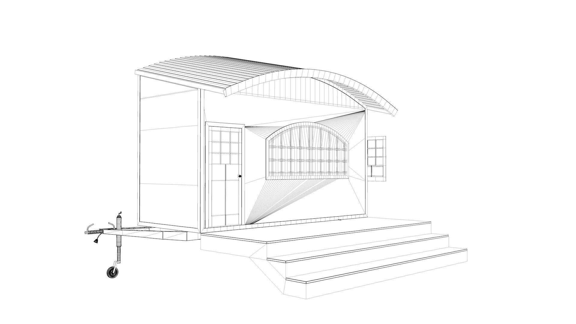 Tiny Home Mobile Trailer Popup 3D model_5
