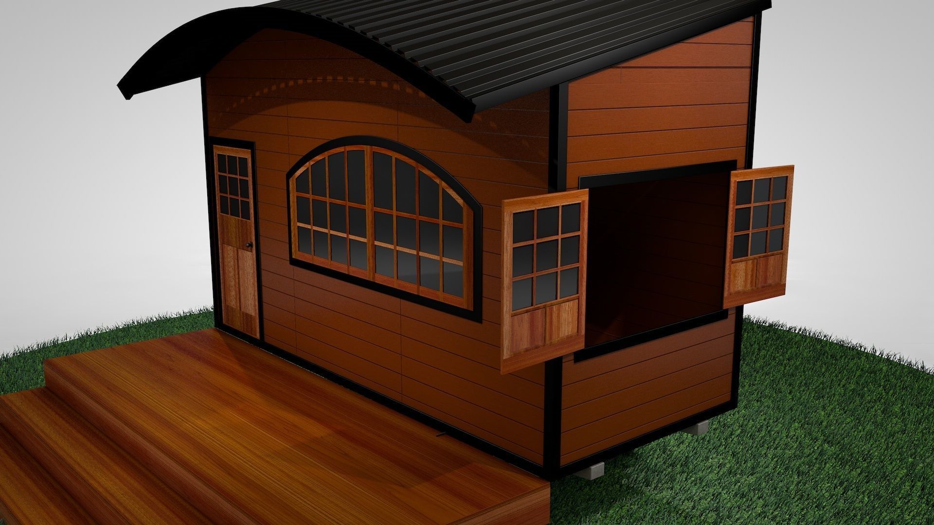Tiny Home Mobile Trailer Popup 3D model_2