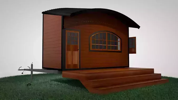 Tiny Home Mobile Trailer Popup 3D model Tiny Home Mobile Trailer Popup 3D model