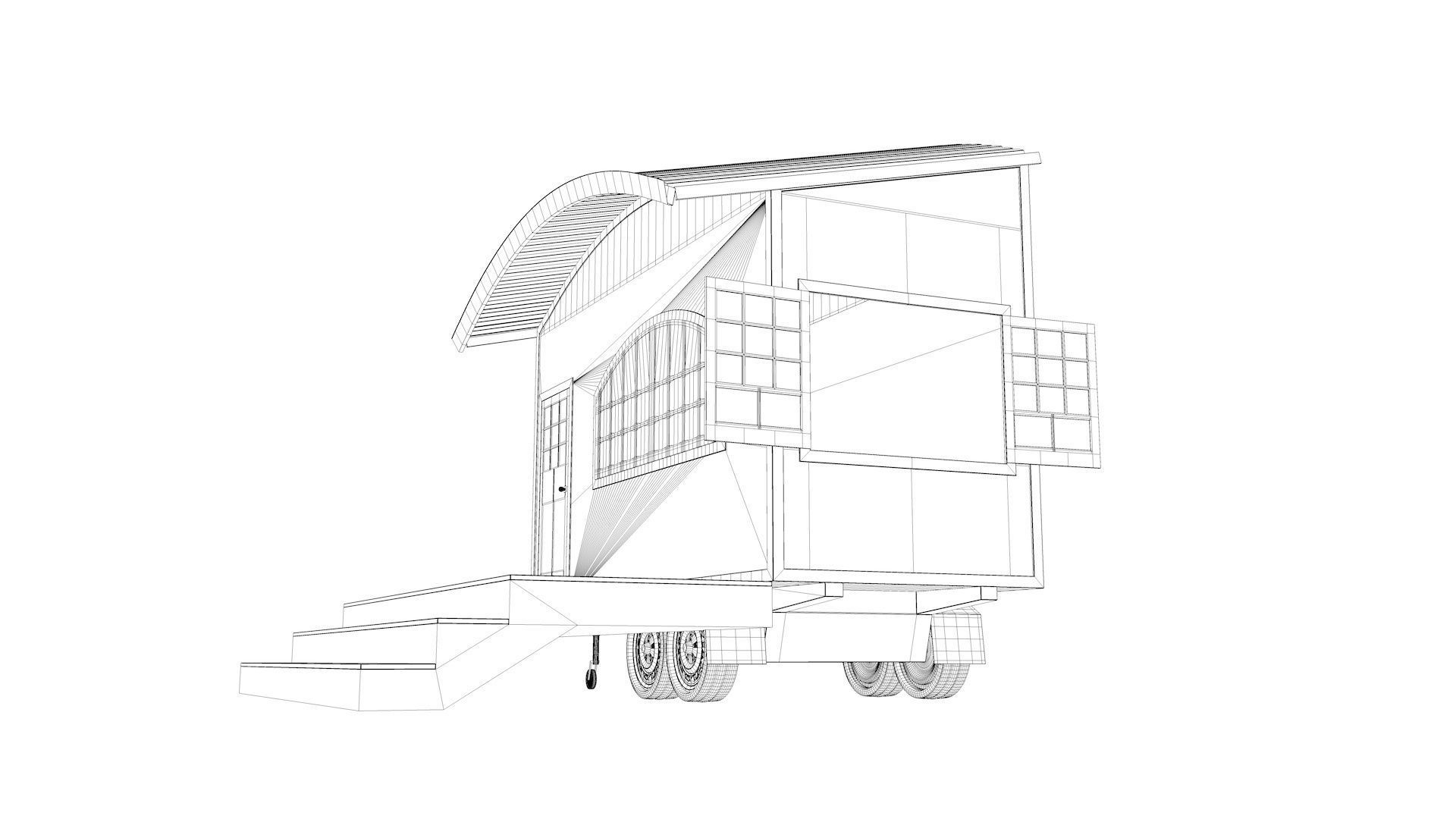Tiny Home Mobile Trailer Popup 3D model_6