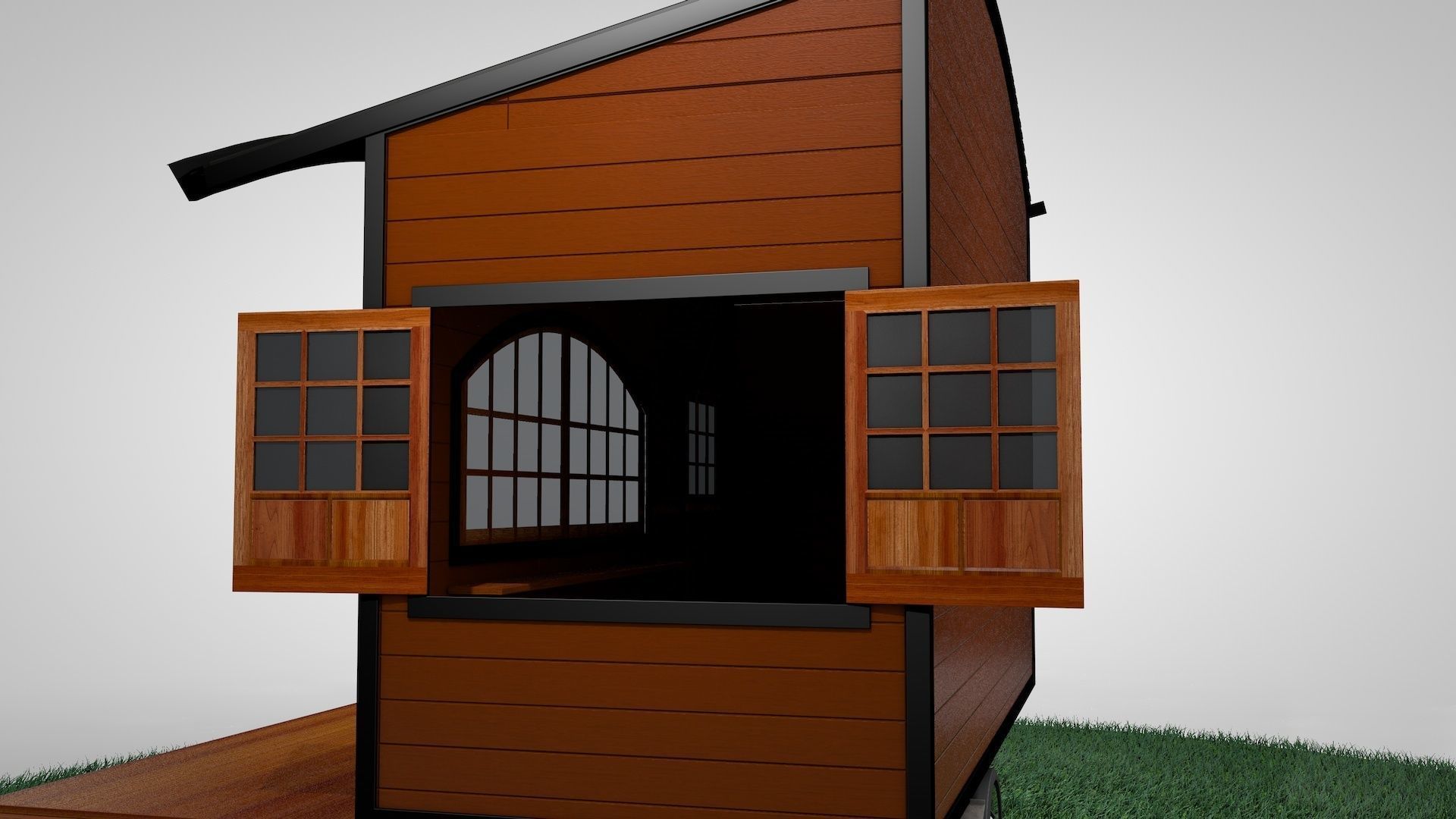 Tiny Home Mobile Trailer Popup 3D model_1