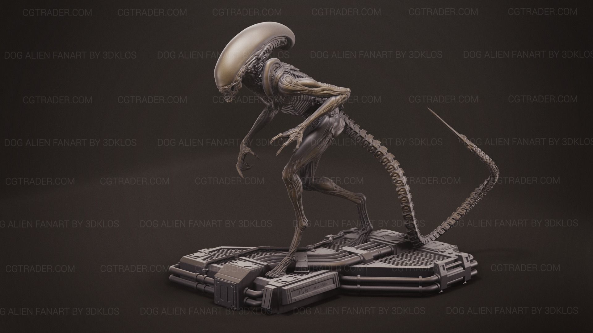 Dog Alien Walking and BUST - fanart printable STL 3D print model 3D print model_17