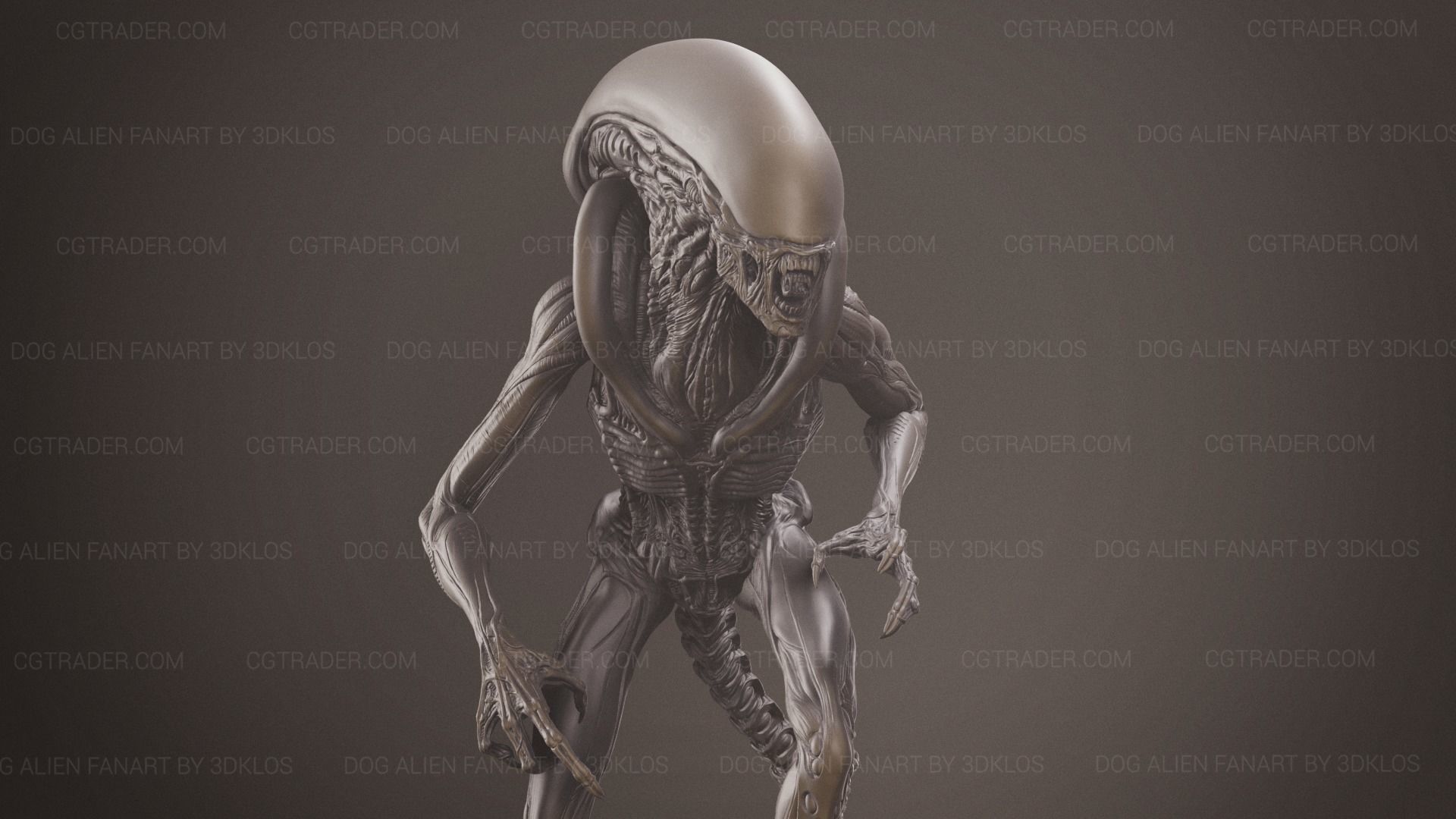 Dog Alien Walking and BUST - fanart printable STL 3D print model 3D print model_20