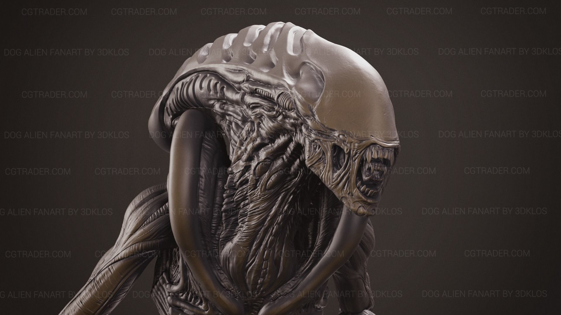 Dog Alien Walking and BUST - fanart printable STL 3D print model 3D print model_22