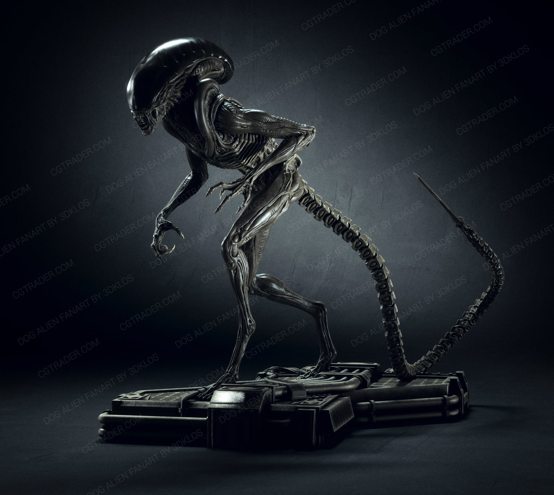Dog Alien Walking and BUST - fanart printable STL 3D print model 3D print model_3