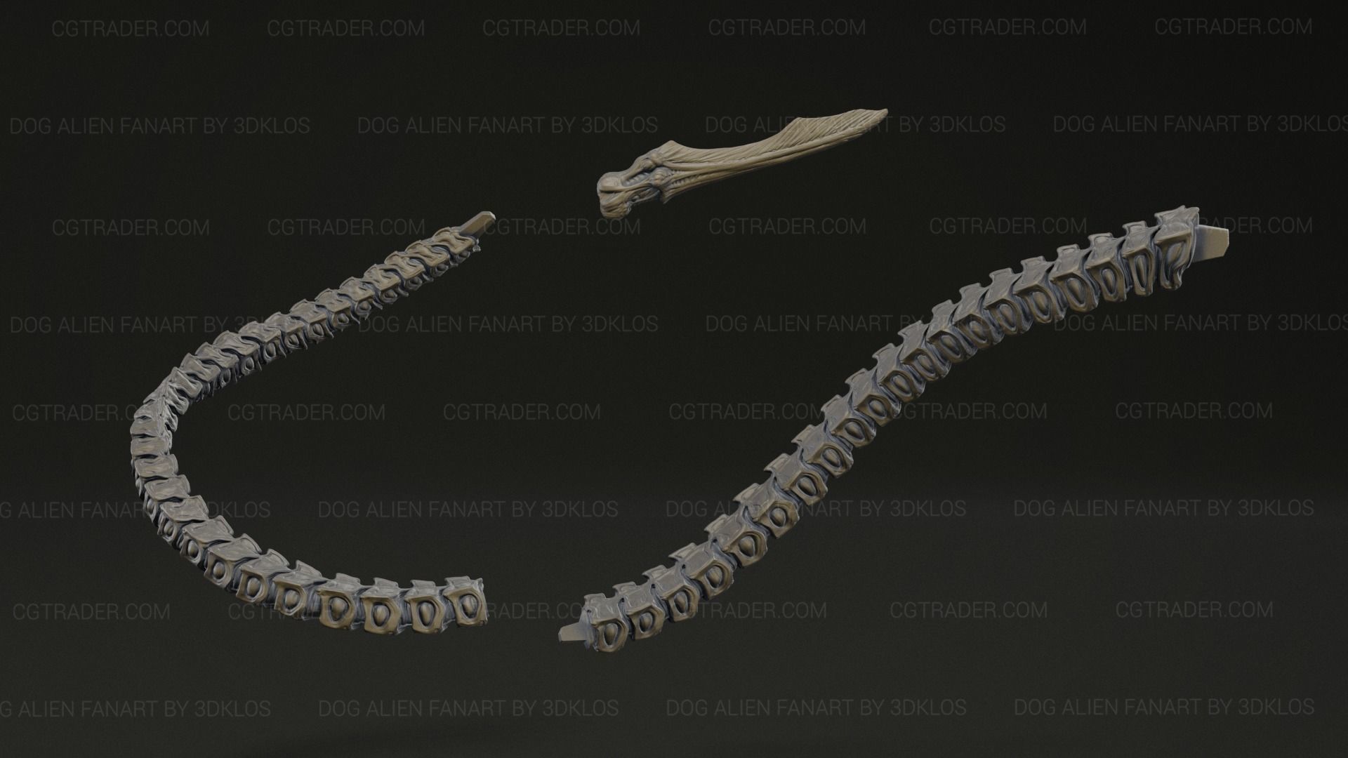 Dog Alien Walking and BUST - fanart printable STL 3D print model 3D print model_14