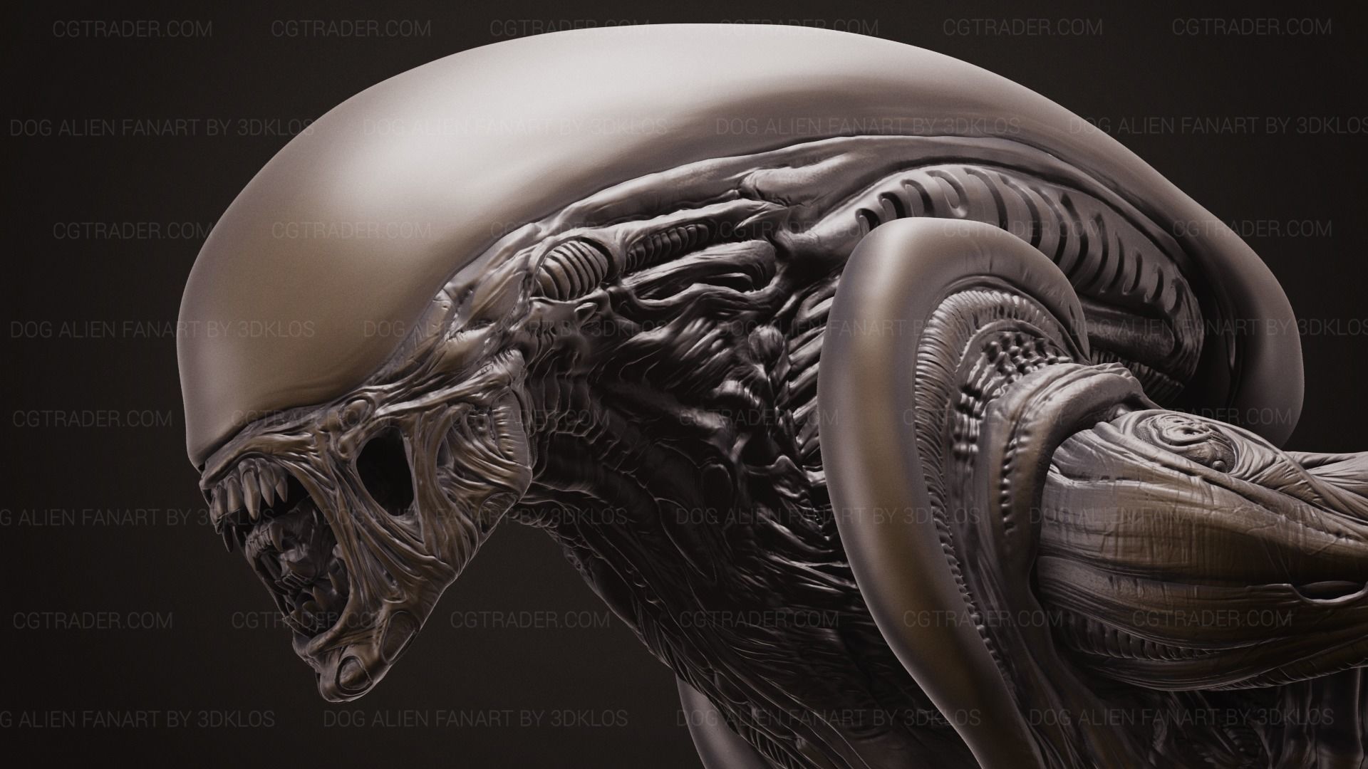 Dog Alien Walking and BUST - fanart printable STL 3D print model 3D print model_21