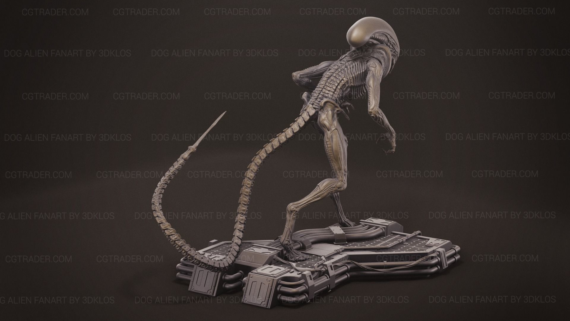 Dog Alien Walking and BUST - fanart printable STL 3D print model 3D print model_19