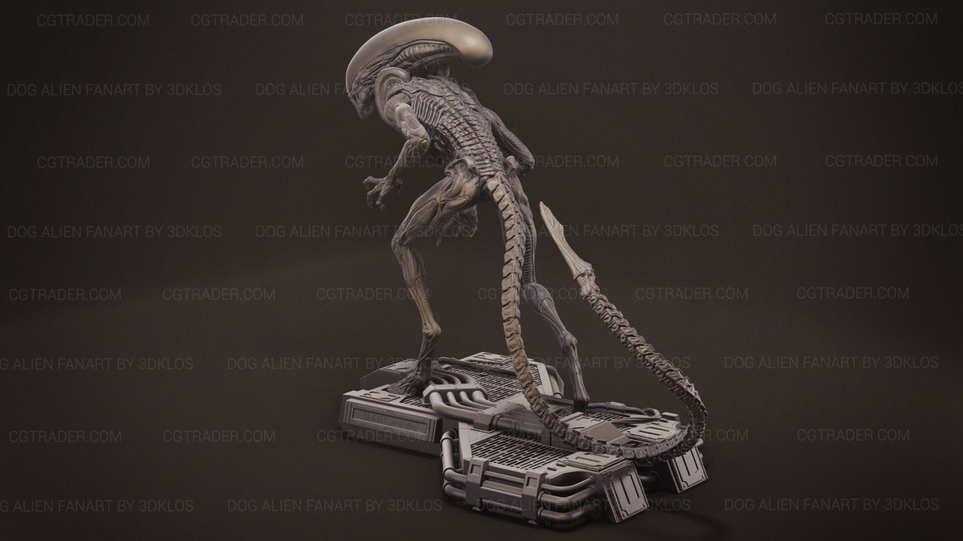 Dog Alien Walking and BUST - fanart printable STL 3D print model 3D print model_18