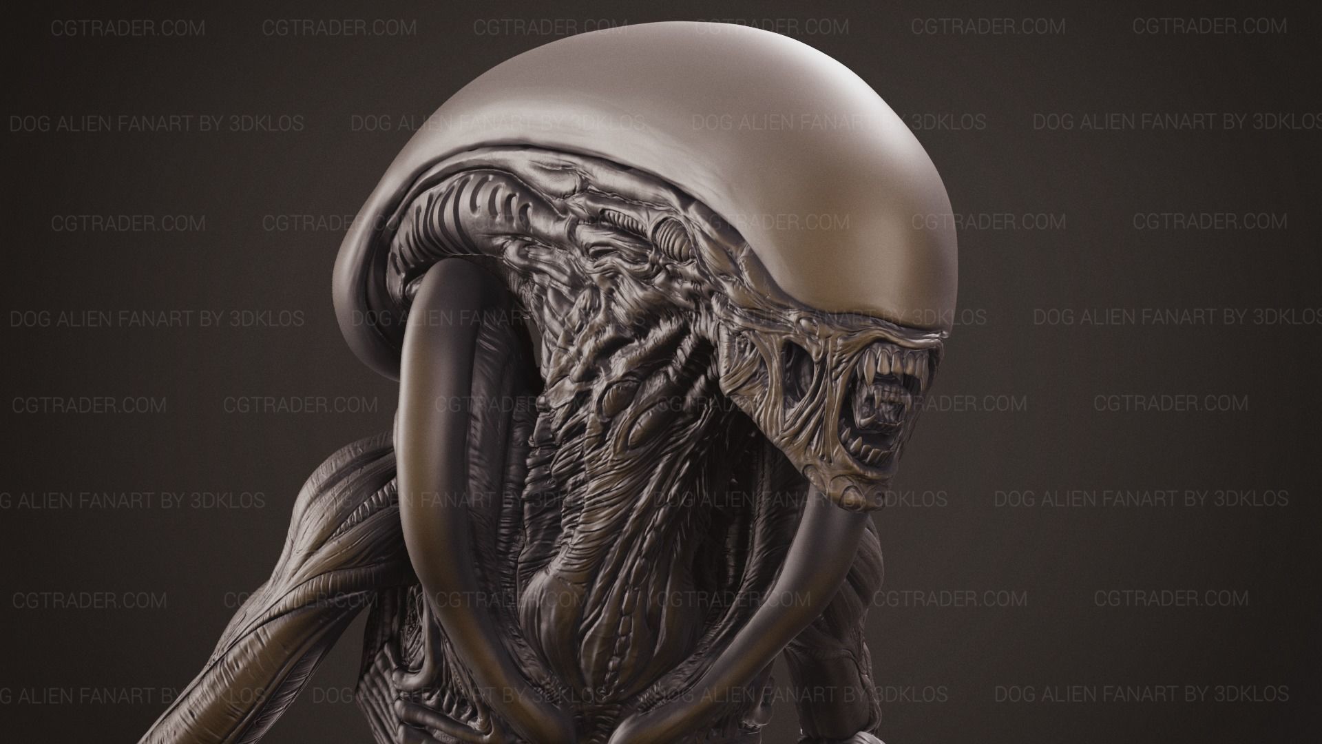 Dog Alien Walking and BUST - fanart printable STL 3D print model 3D print model_23