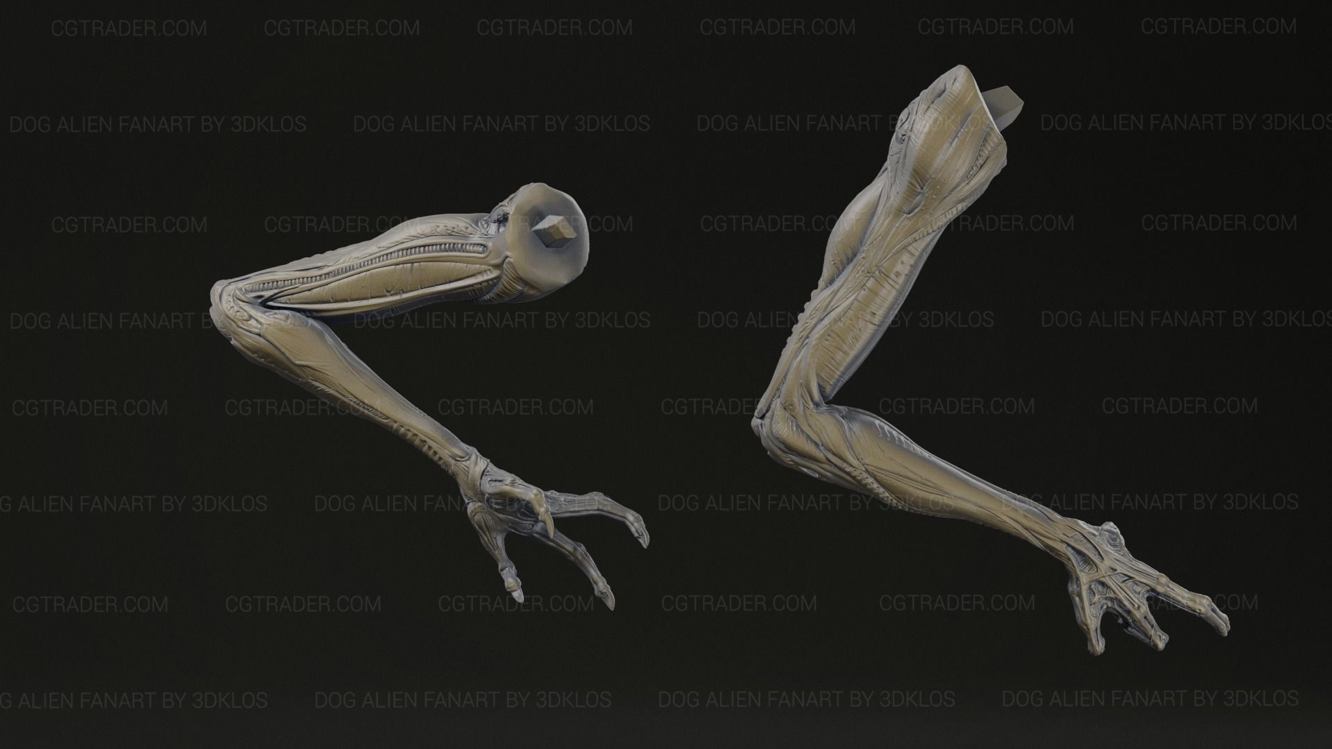 Dog Alien Walking and BUST - fanart printable STL 3D print model 3D print model_12