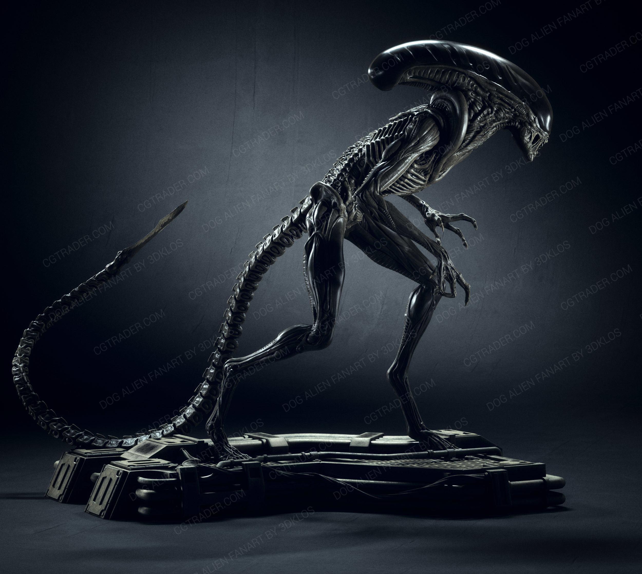 Dog Alien Walking and BUST - fanart printable STL 3D print model 3D print model_2