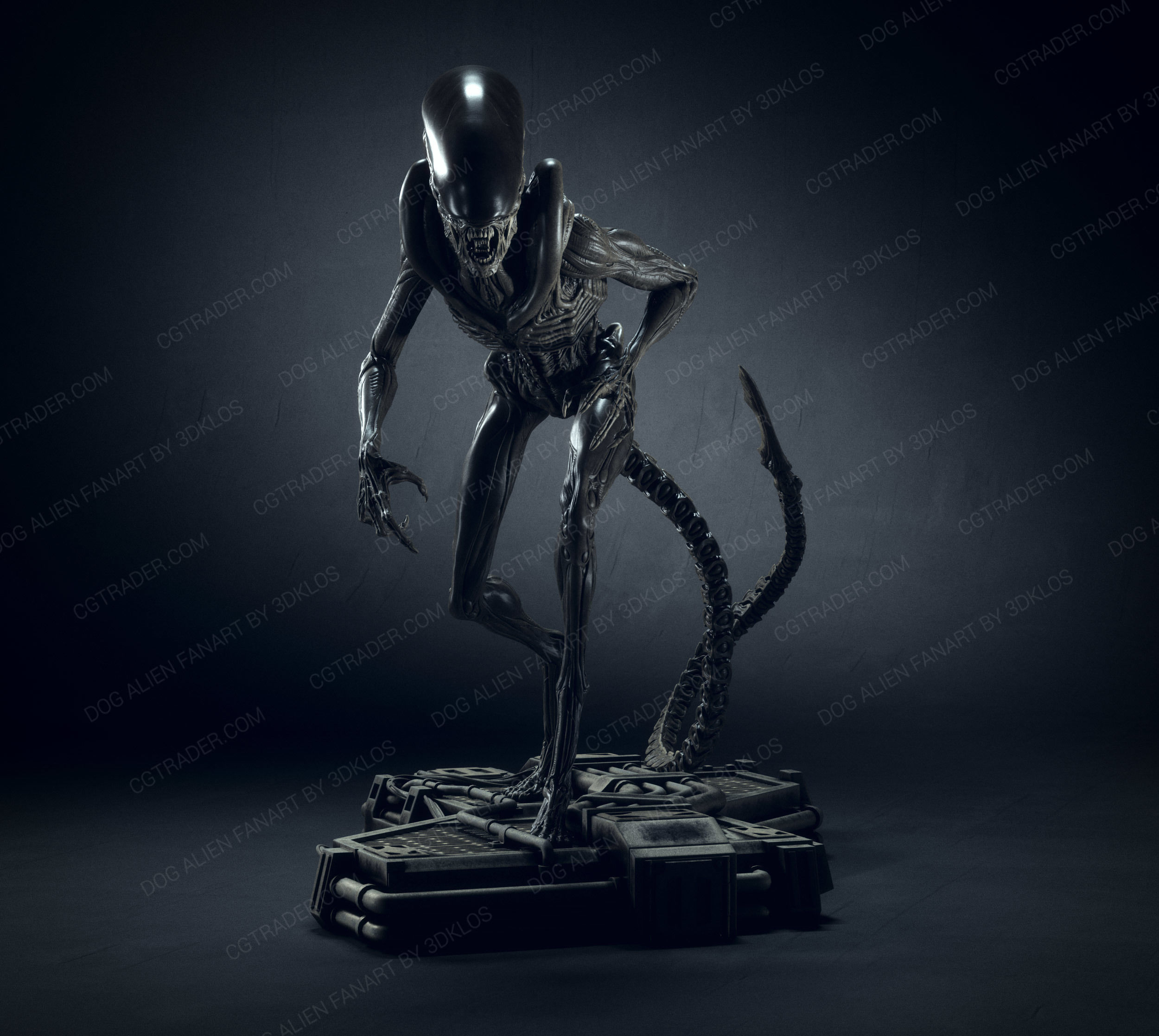 Dog Alien Walking and BUST - fanart printable STL 3D print model 3D print model_4