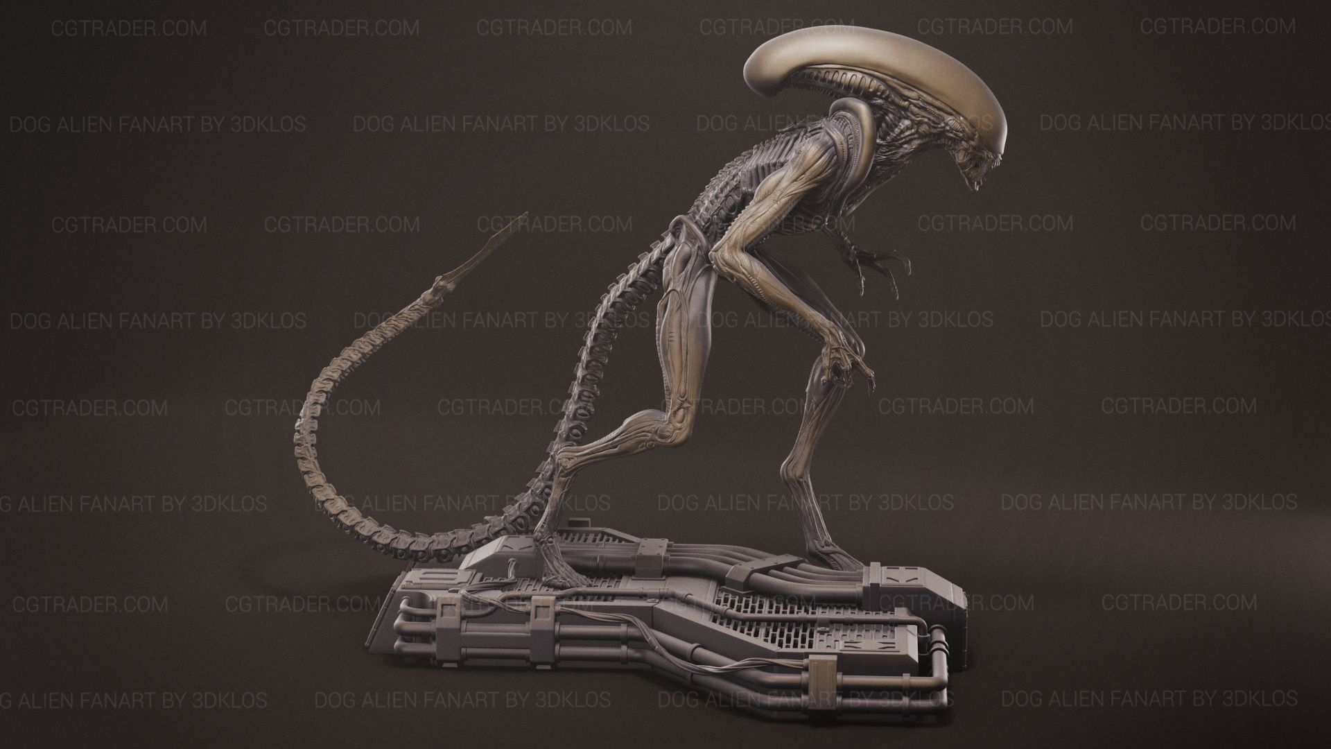 Dog Alien Walking and BUST - fanart printable STL 3D print model 3D print model_16