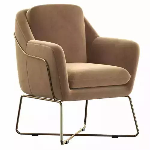 Upholstered Velvet Fabric Armchair 3D model