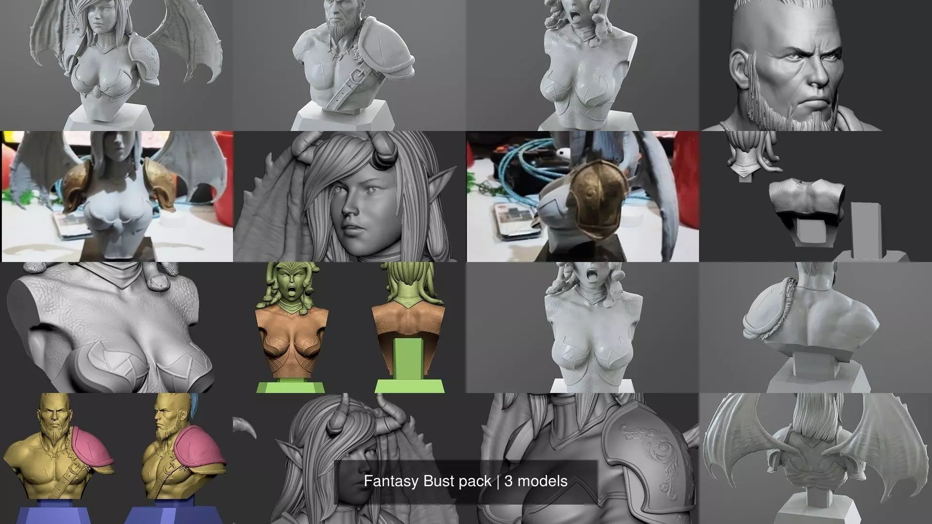 Fantasy Bust pack 3D Model Collection_0