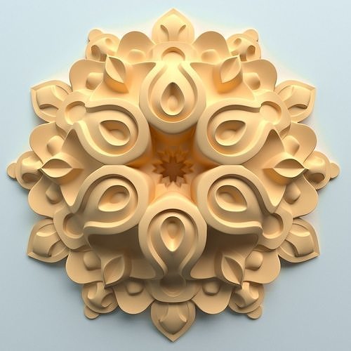 Architectural decorative rosette with carving in oriental style 3D model