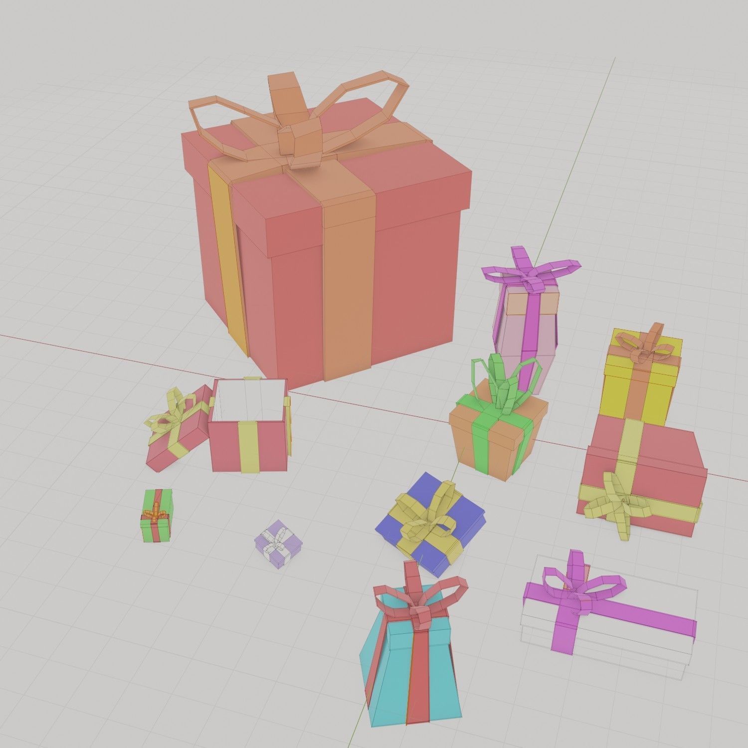 Gifts 3D model gift boxes Low-poly 3D model_6