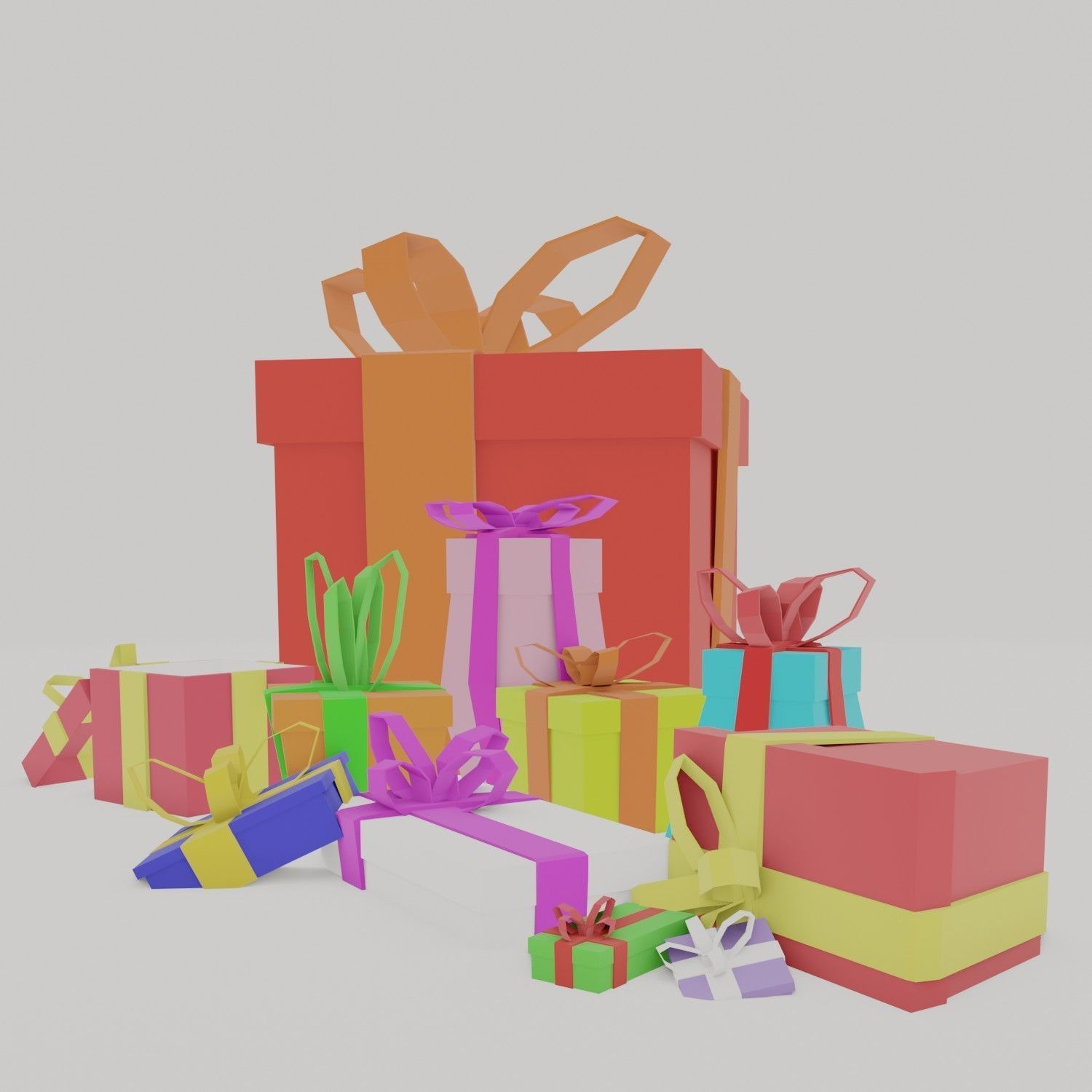 Gifts 3D model gift boxes Low-poly 3D model_3