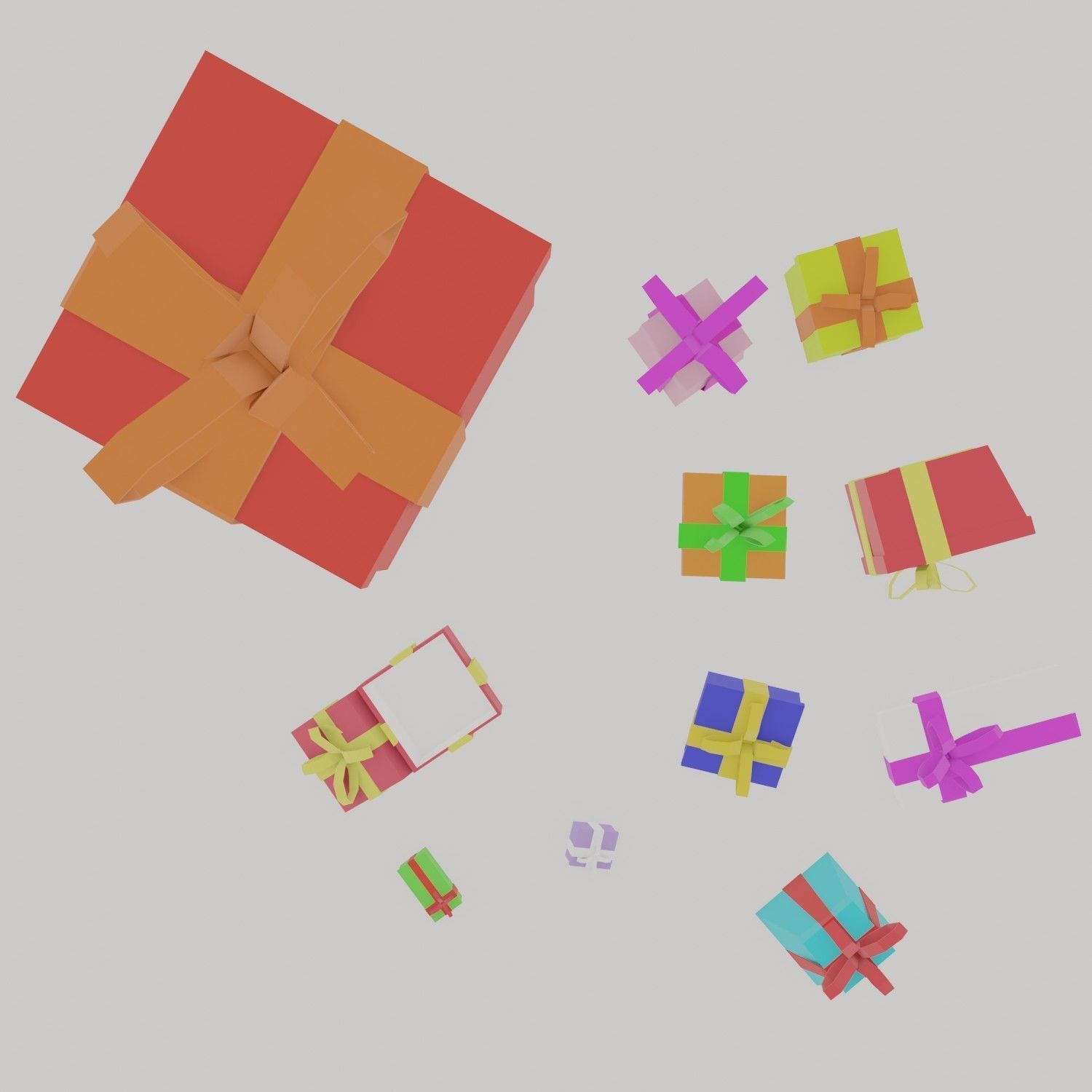 Gifts 3D model gift boxes Low-poly 3D model_5