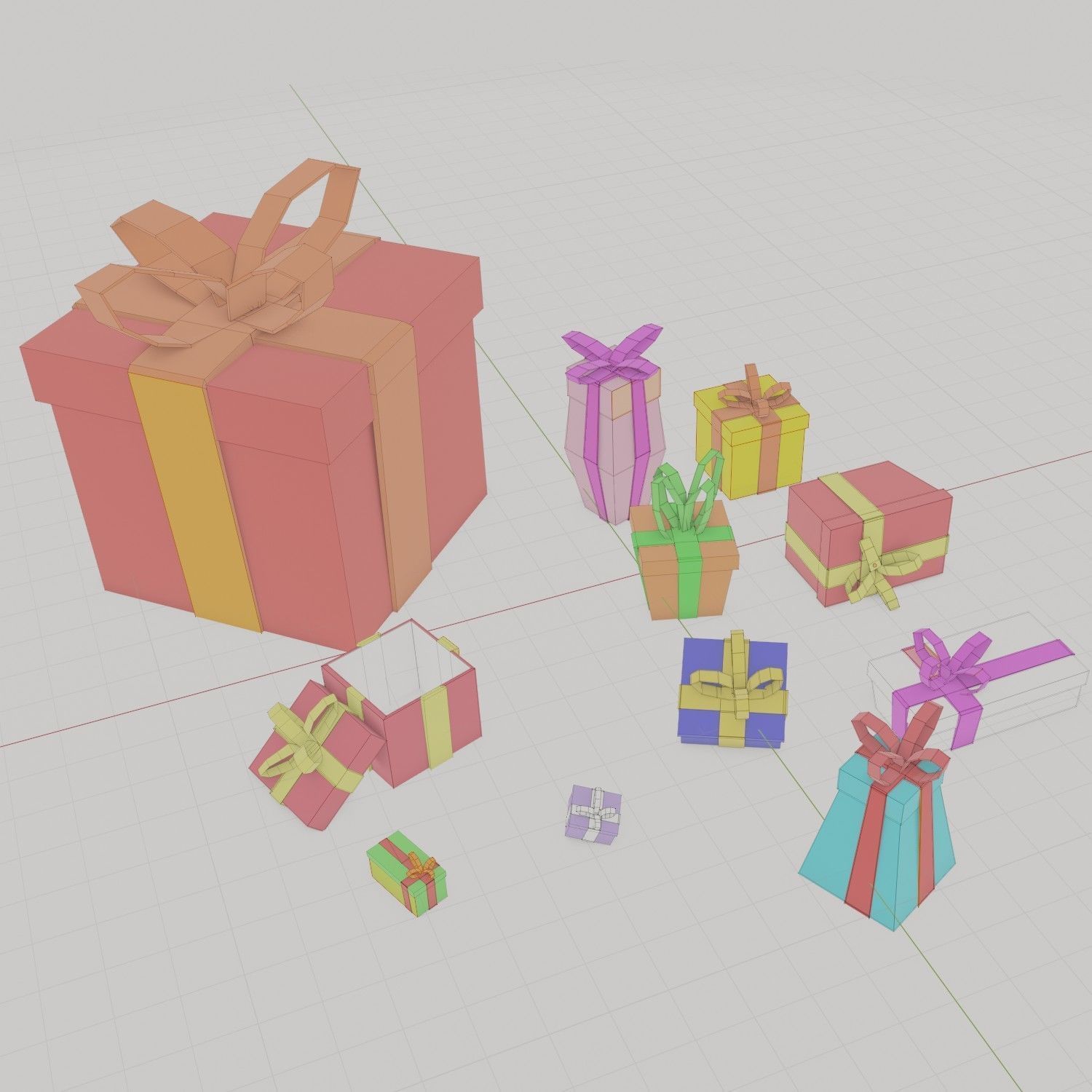 Gifts 3D model gift boxes Low-poly 3D model_10