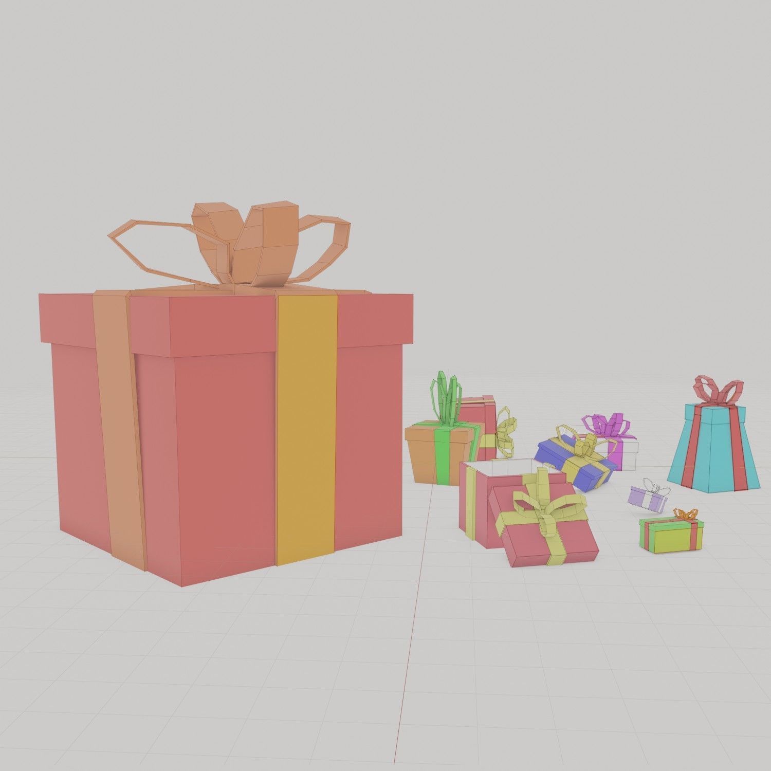 Gifts 3D model gift boxes Low-poly 3D model_7