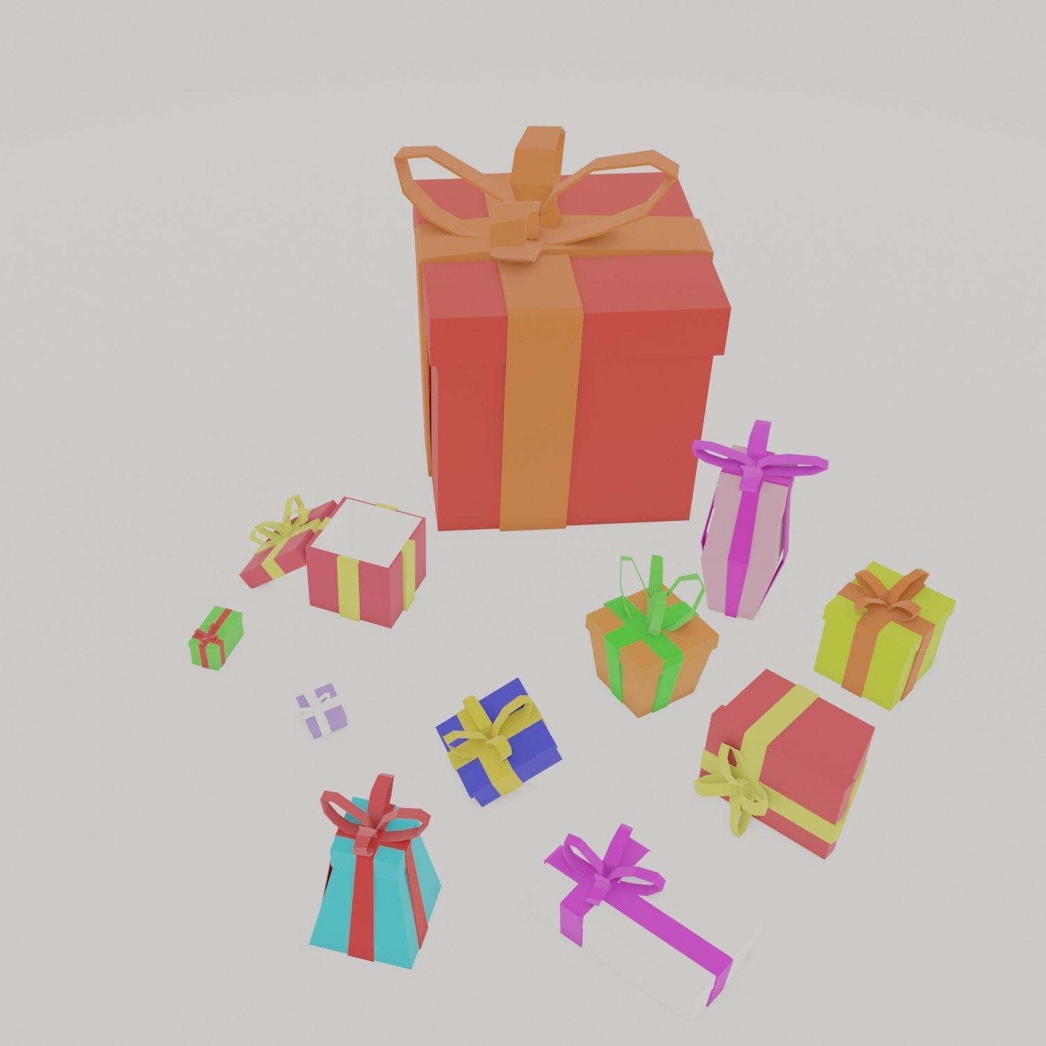 Gifts 3D model gift boxes Low-poly 3D model_4