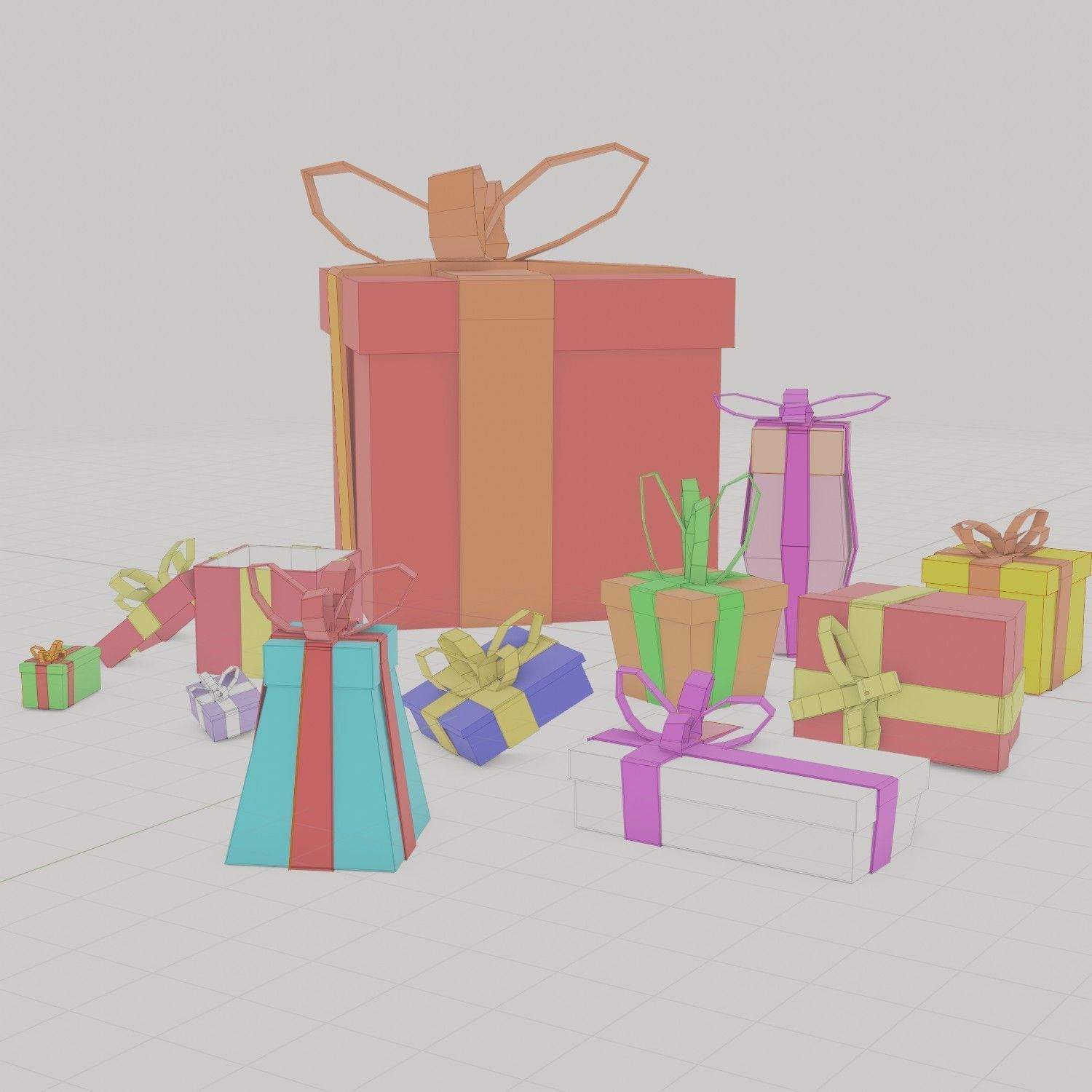Gifts 3D model gift boxes Low-poly 3D model_13