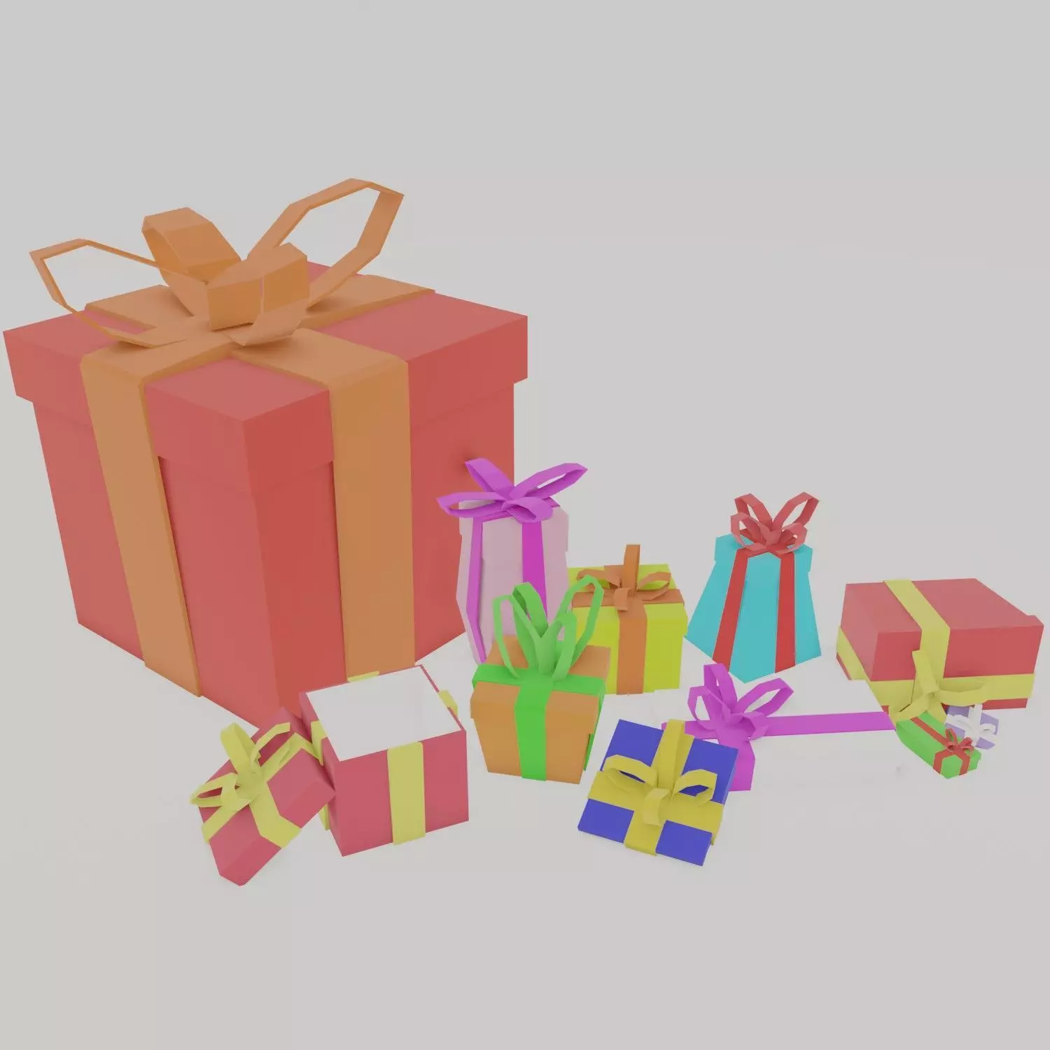 Gifts 3D model gift boxes Low-poly 3D model_0