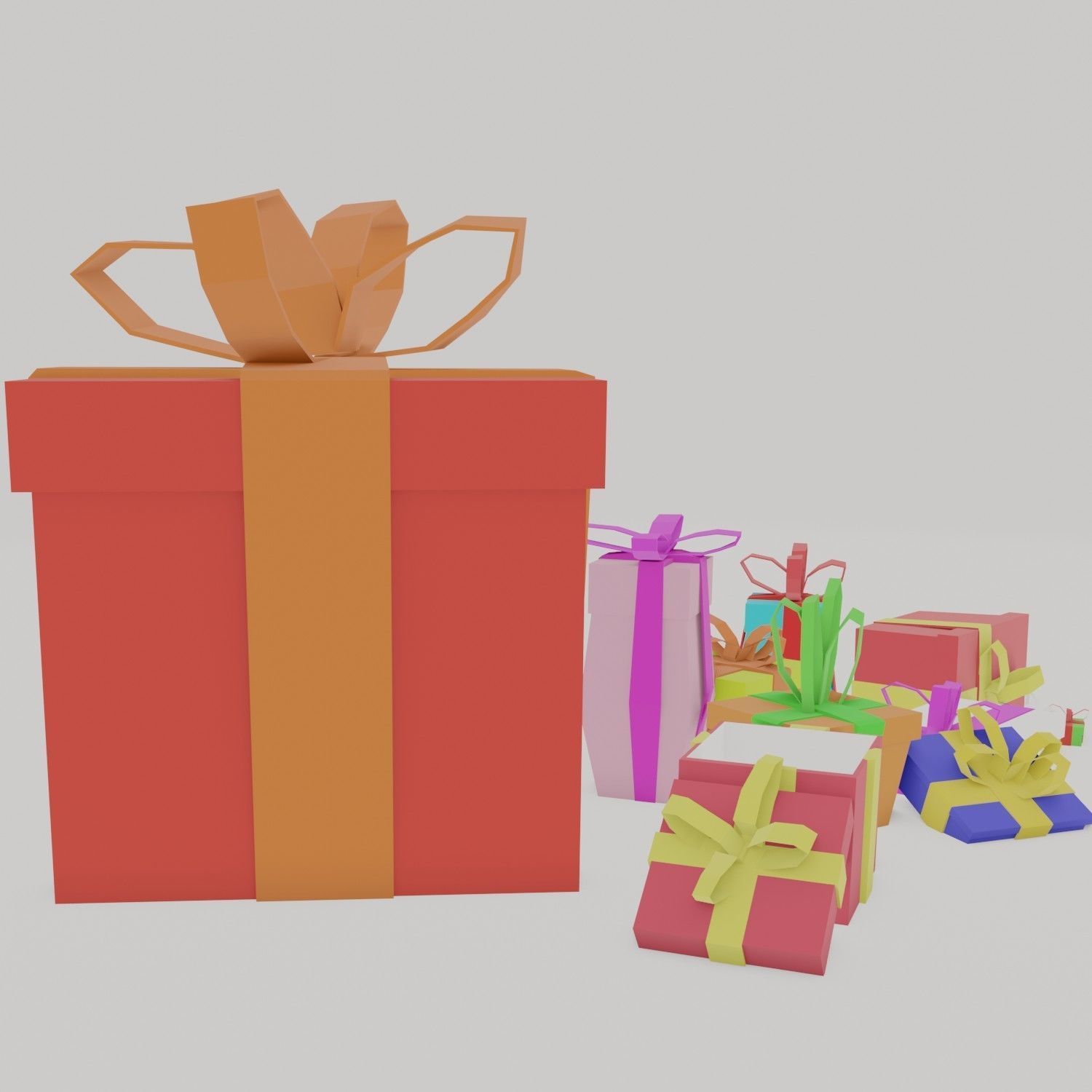 Gifts 3D model gift boxes Low-poly 3D model_1