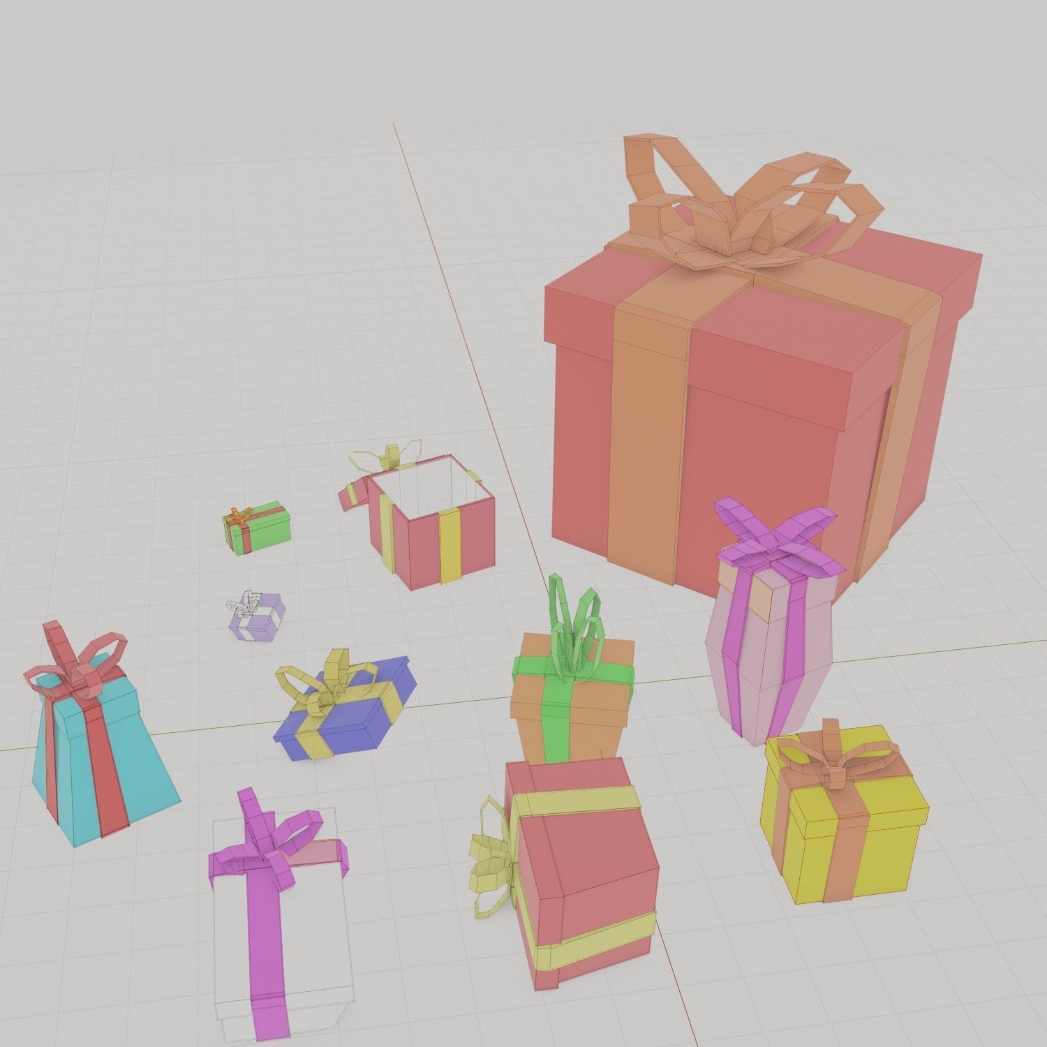 Gifts 3D model gift boxes Low-poly 3D model_11