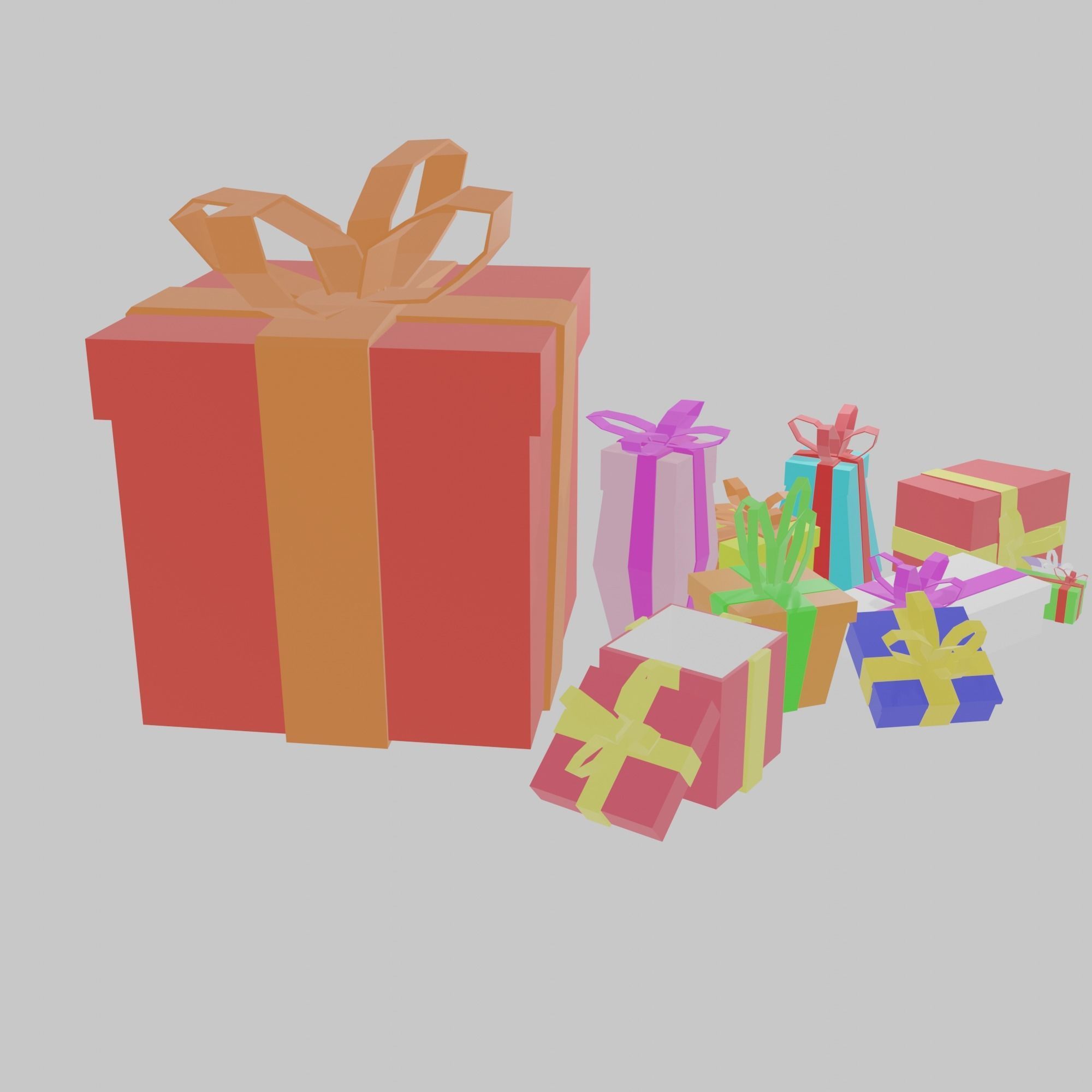 Gifts 3D model gift boxes Low-poly 3D model_15