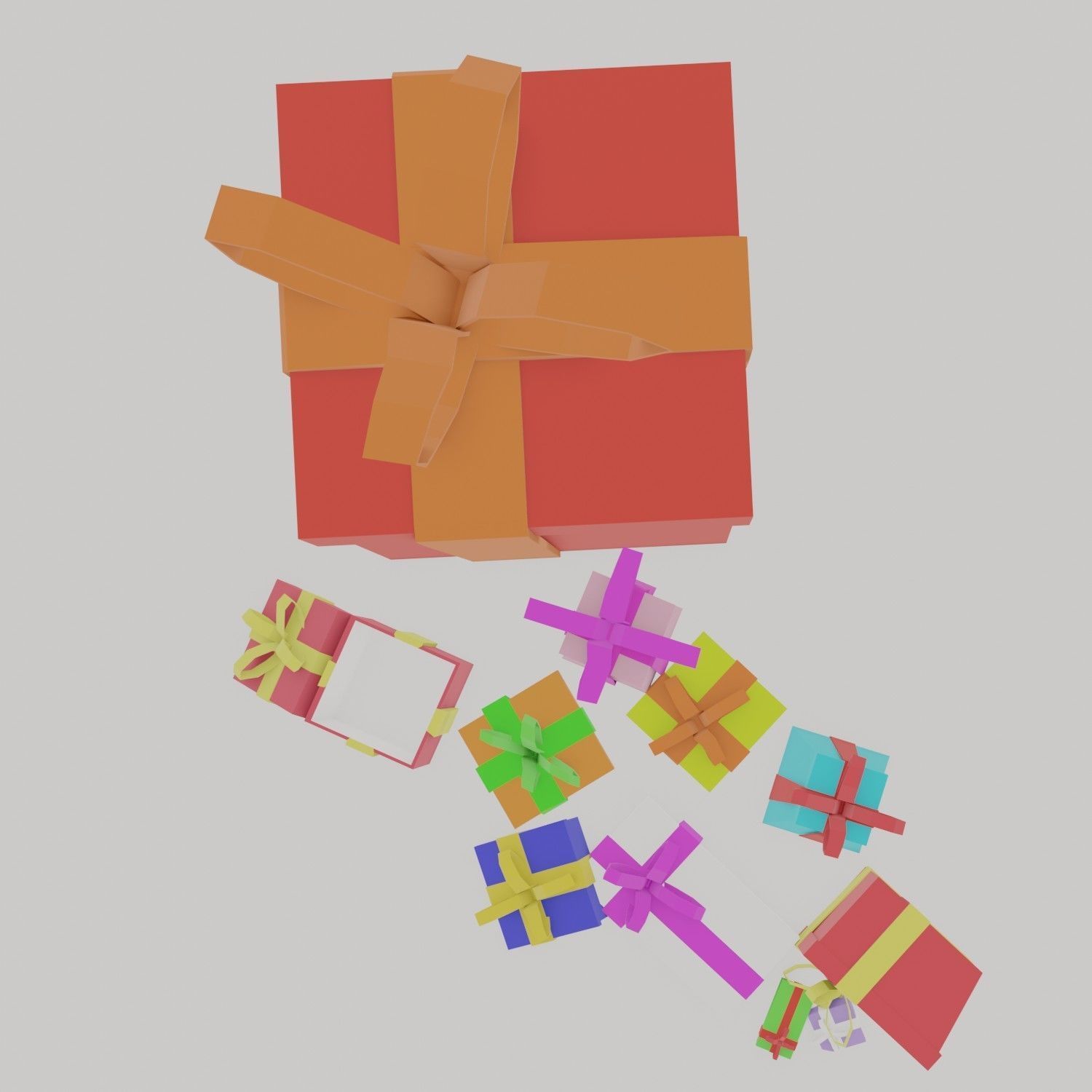 Gifts 3D model gift boxes Low-poly 3D model_9