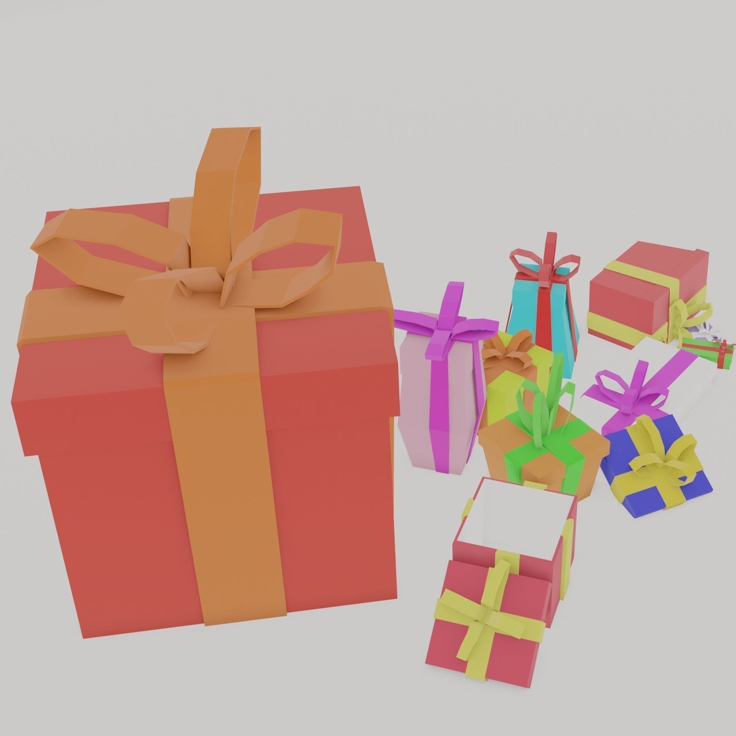 Gifts 3D model gift boxes Low-poly 3D model_2