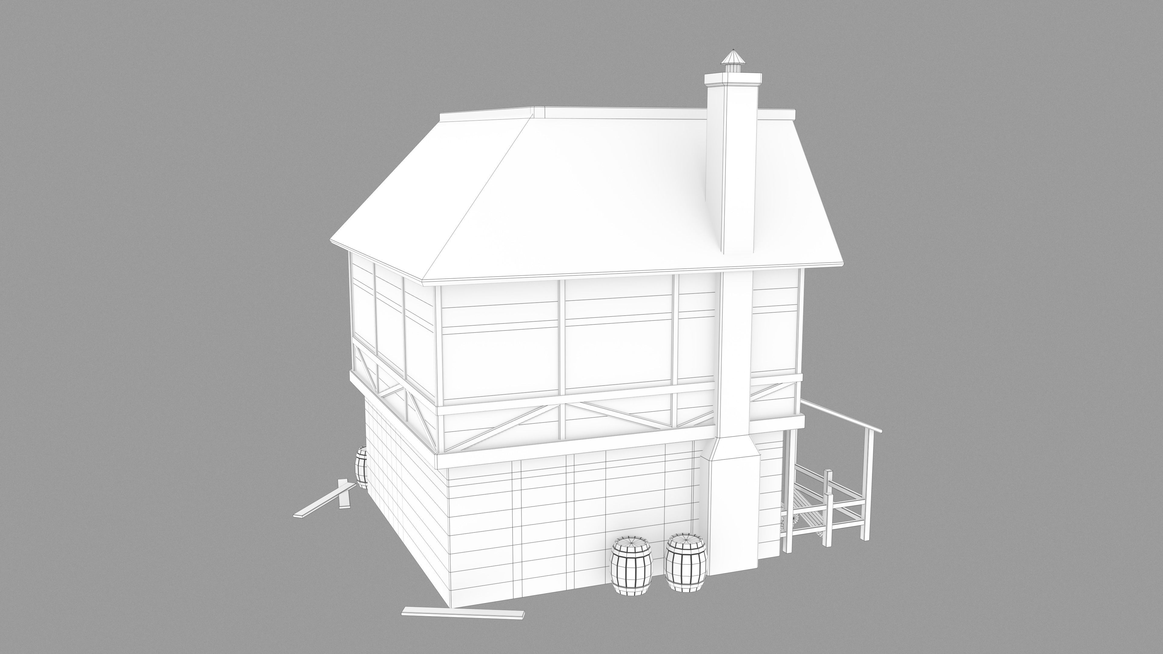 Medieval inn Low-poly 3D model_12