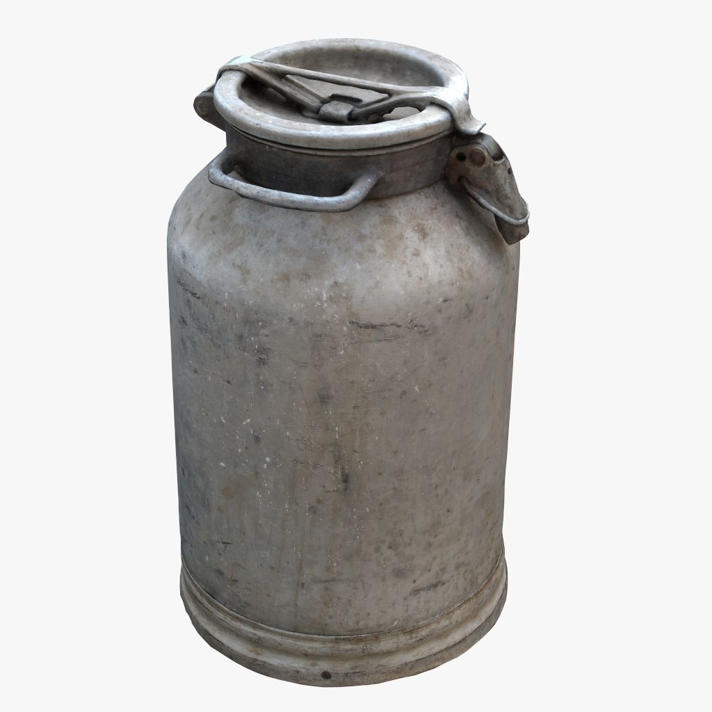 3D Old Aluminum Flask Low-poly 3D model_4