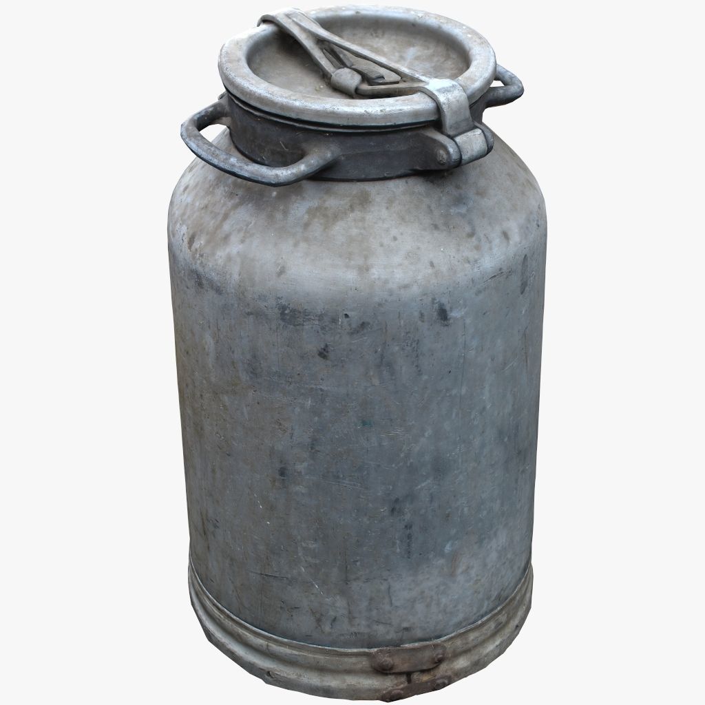 3D Old Aluminum Flask Low-poly 3D model_11